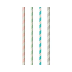 Cocktail Papierstrohhalm "Stripes" | Ø 6 mm x 20 cm - Papstar Pure (100 Stk)
