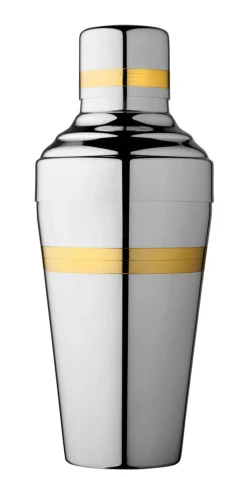 Cocktailshaker Yukiwa Baron | Silber glänzend - Vergoldete Akzente