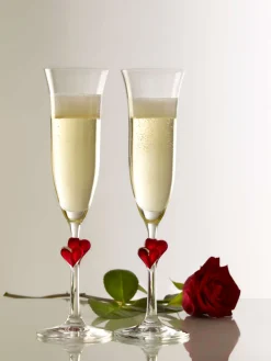 Sektglas L'amour - rote Herzen | Stölzle Lausitz | 2 Stück