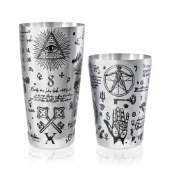 Tin-in-Tin Cocktail Shaker - Kenko Tattoo | Alchemy verziert