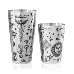 Tin-in-Tin Cocktail Shaker - Kenko Tattoo | Alchemy verziert